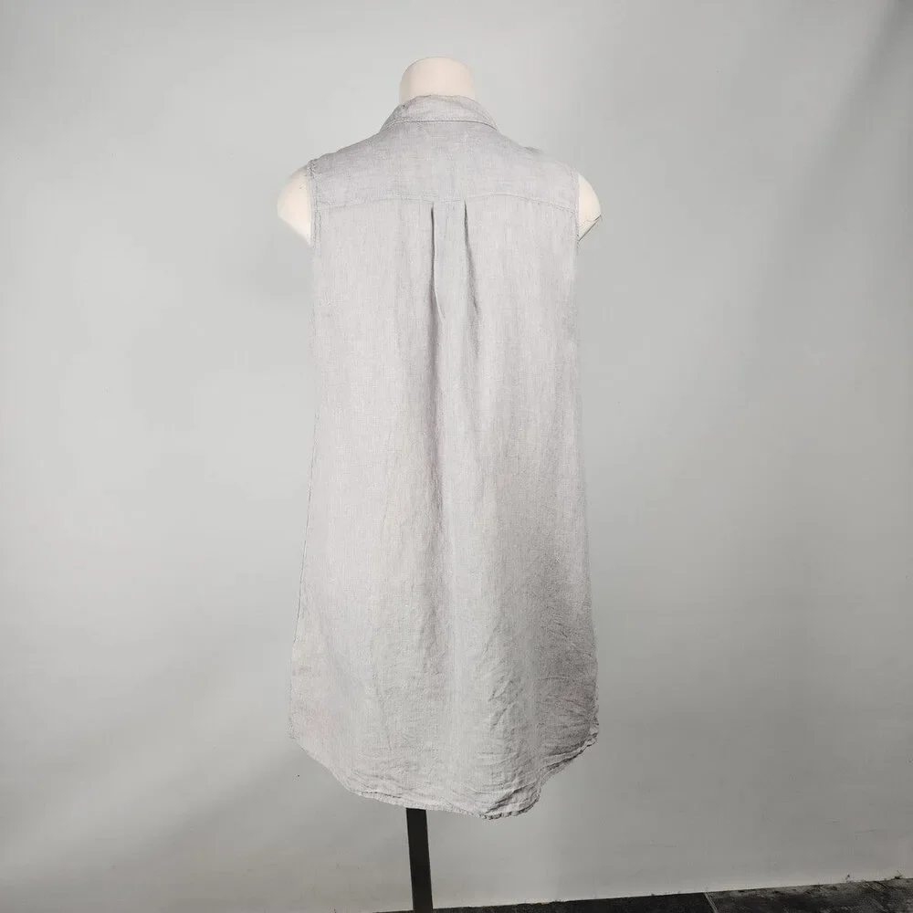 Tahari Grey Linen Sleeveless Collared Dress Dress Size 2X - Picture 7 of 9